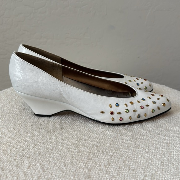 VTG California Magdesians Jeweled Rhinestone Embellished Kitten Wedge Size 8.5 - Picture 3 of 8